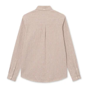 forét Shirts | CAMP LINEN SHIRT - KHAKI STRIPE