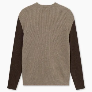 forét Knitwear | RELAX RIB KNIT - STONE/COLD BROWN